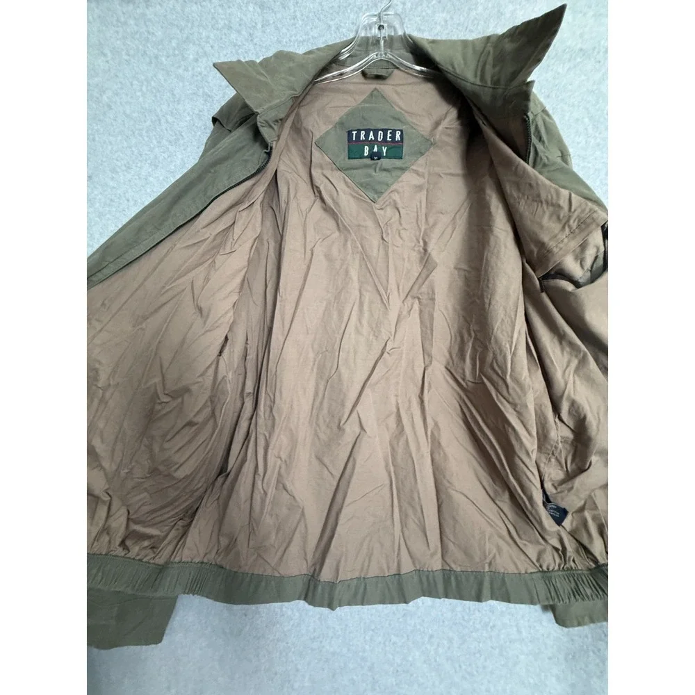 Trader Bay‎ Windbreaker Bomber Jacket Men's XL Olive Green Full Zip Vintage 90s
